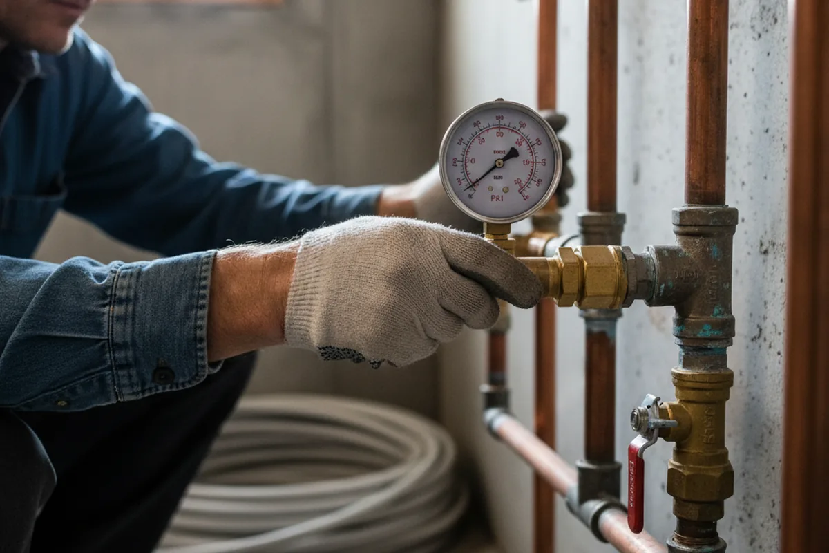 Pressure testing a repaired line during Water Line Repair in Magee